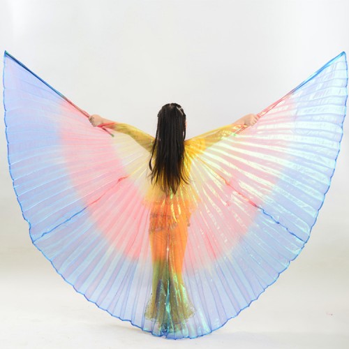 gradient Rainbow colored girl's  Kids belly dance Isis Wings Children performance competition cosplay belly dancing Wings 